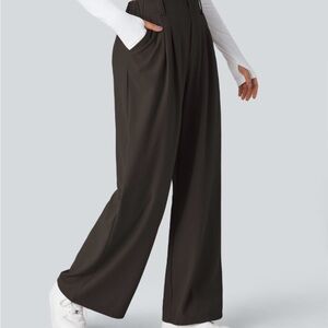 HALARA Brown Waffle Knit Wide-Leg Women's Pants